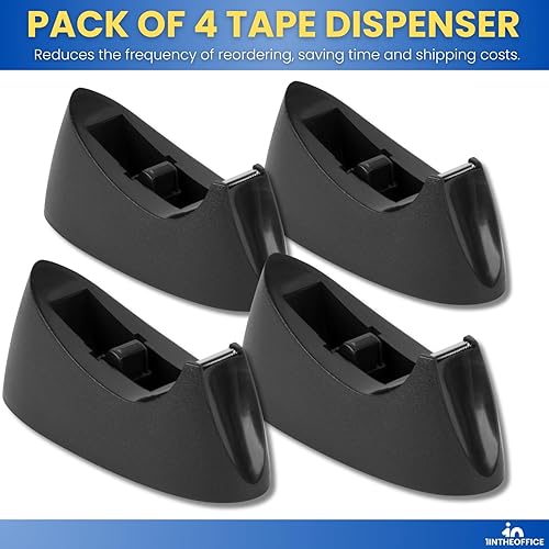 Miniatura 6 de 1InTheOffice Escritorio dispensador de cinta, dispensador de cinta de escritorio de oficina, base antideslizante, núcleo de 1 pulgada, negro