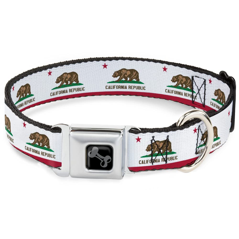 Collier pour chien à boucle de ceinture en métal solide motif drapeau californien XL