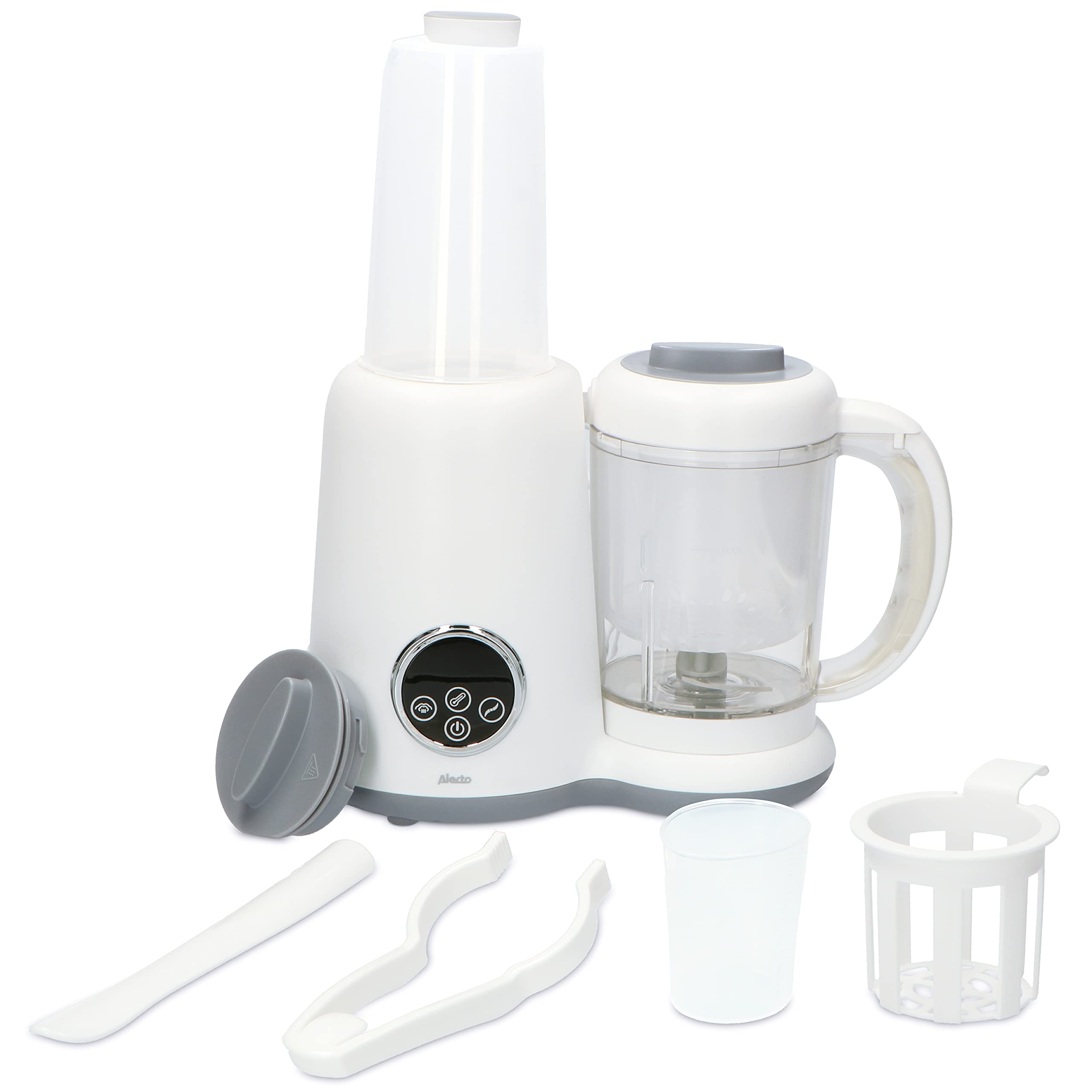 Alecto BFP-66 robot bébé - 5 en 1 - cuisson vapeur/mélange & purée/chauffage/stérilisation biberons & tétines/chauffe biberon - blanc