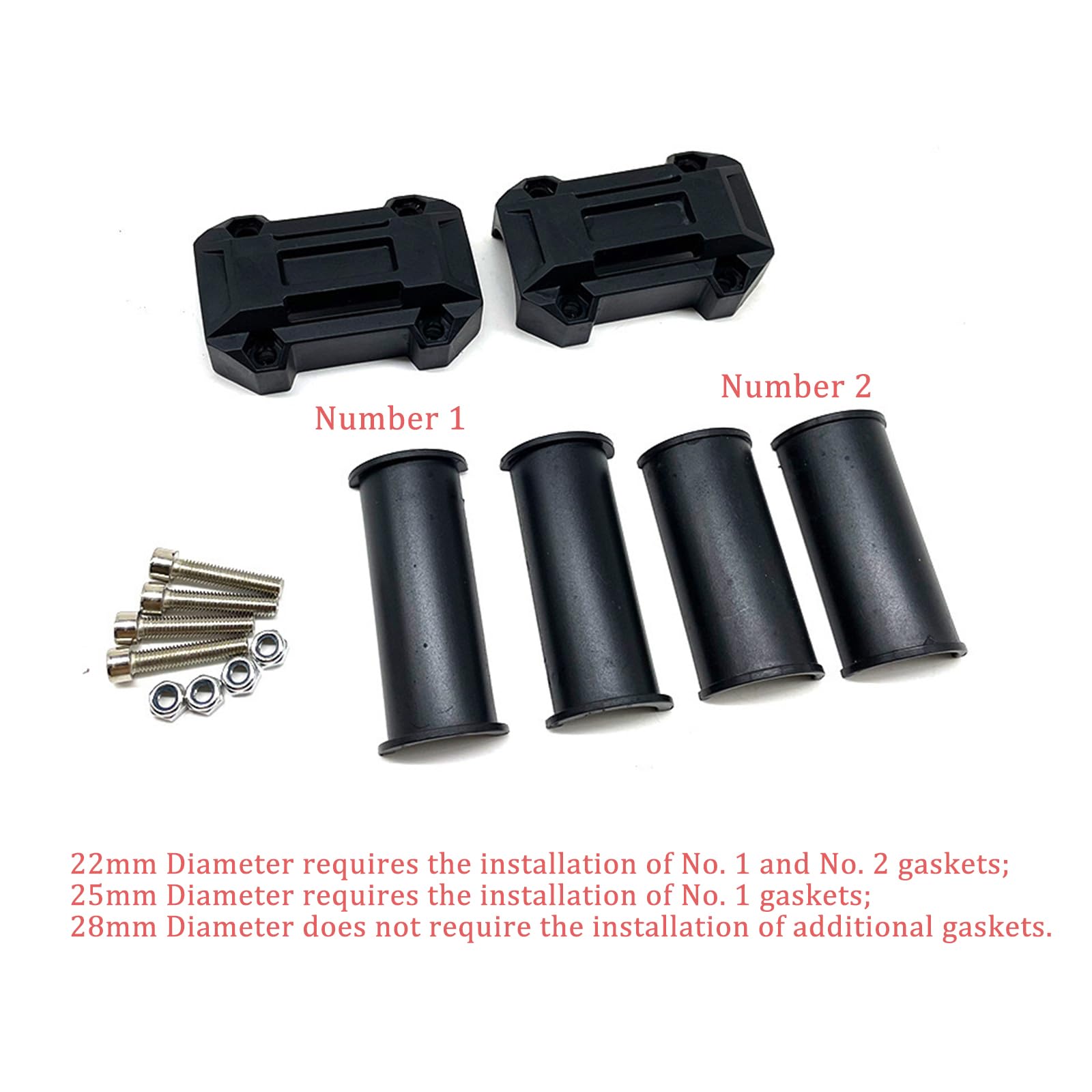 Blocco Paraurti Moto, Fydun 1 paio Blocco Paraurti Protezione Motore Paracolpi Moto Decorazione 22/25/28 mm Nero Universale Protezioni Paramotore Barra Anticaduta per moto per R1200GS F800GS