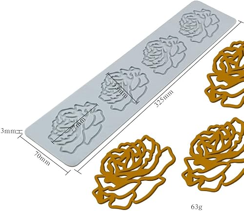 Miniatura 3 de TUKE Moldes de silicona de hojas 3D, tapete de fondant para pastel de flores, moldes de hojas, moldes de pastelería, impresión de rosas, molde de de