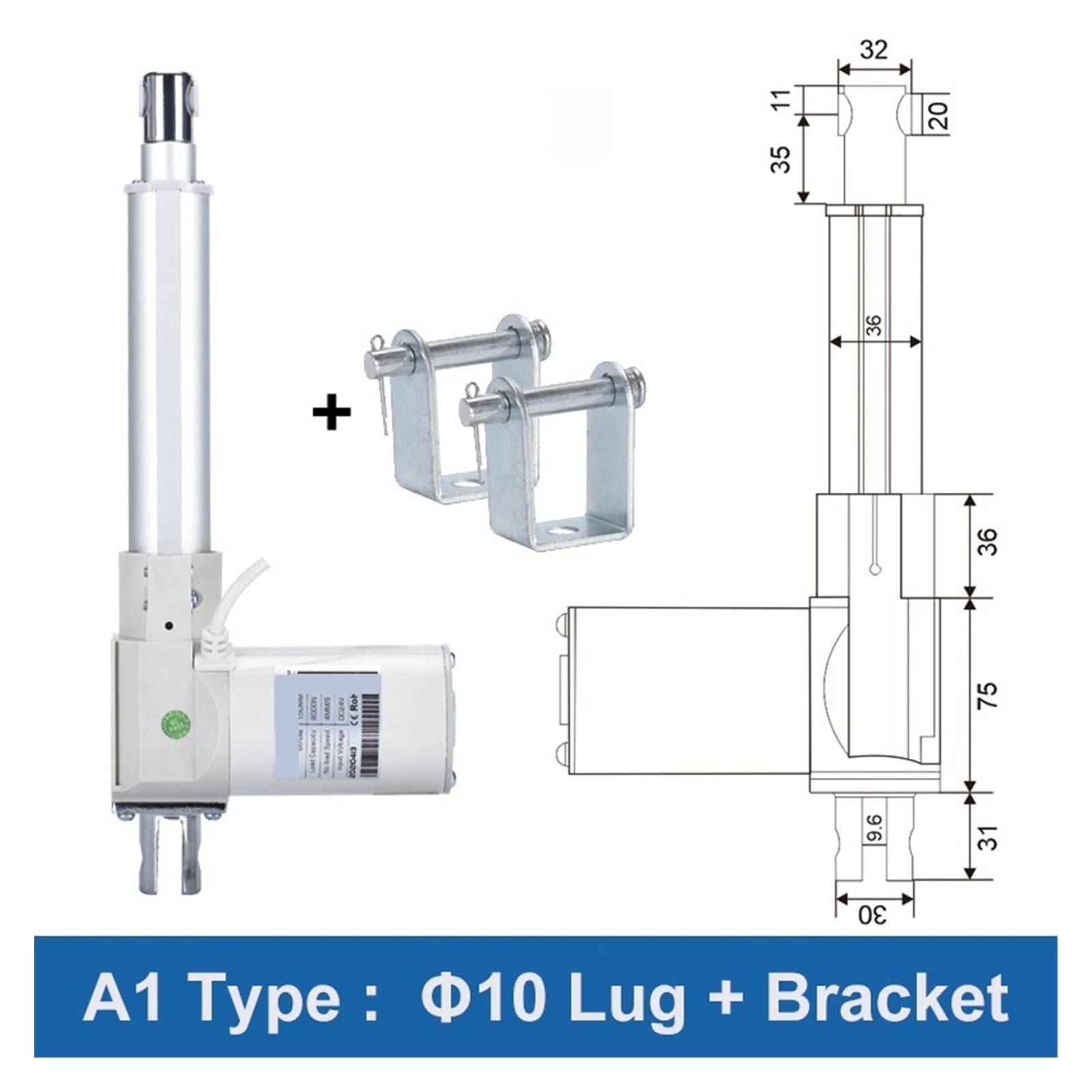 Linearantrieb, Elektrischer Linearantrieb, DC 12 V, Garagentor-Motorsteuerung, 8000 N, 600 kg Last, TV-Hubsäule, 1000 mm, 900, 650, 350 Hub(100MM Stroke,A3 Type)