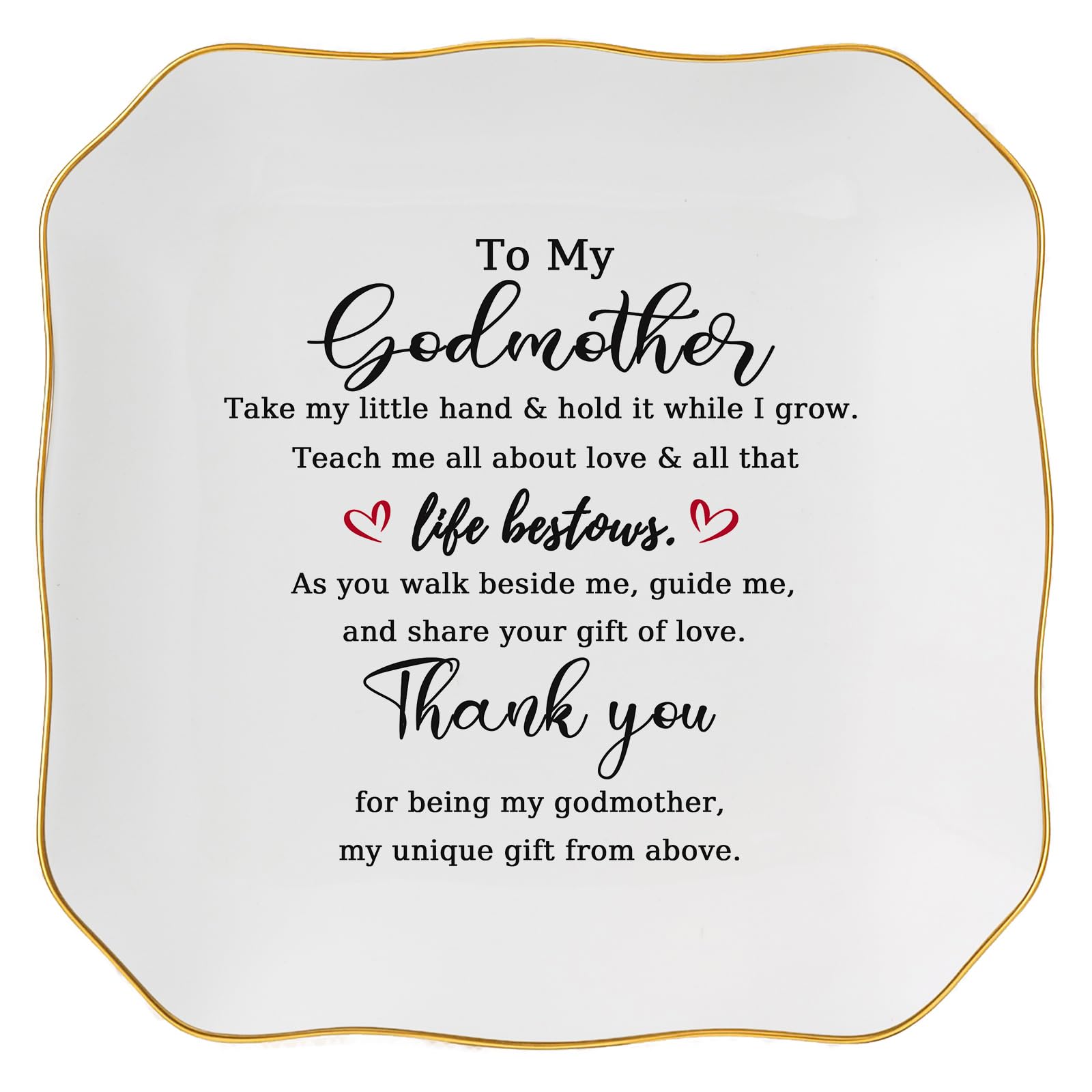 Godmother Gift Trinket Dish Jewelry Tray - To My Godmother Christmas Valentines Mother's Day Birthday Gifts for Godmother from Goddaughter, Madrina Gifts - Thank You for Being My Godmother