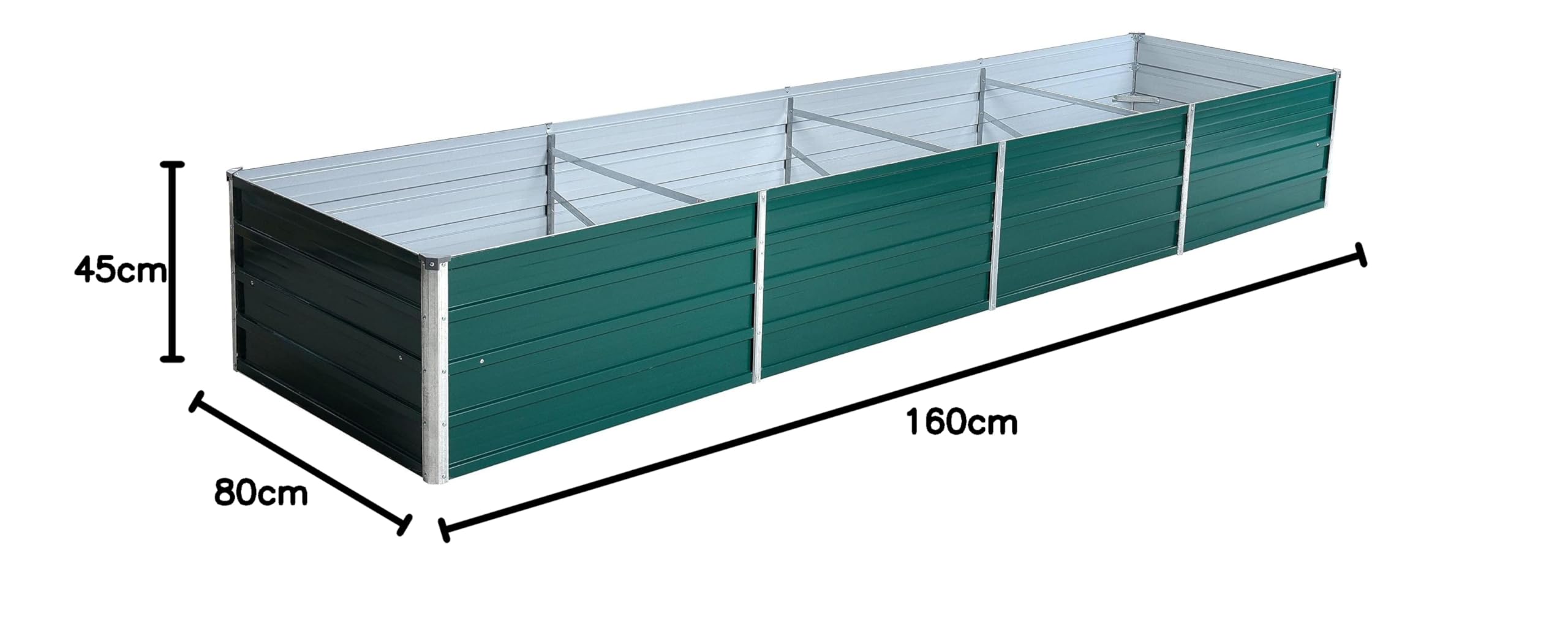 ESTEXO Podwyższona grządka ogrodowa, metalowa, rabatka, skrzynka na rośliny, do ogrodu, ocynkowana, RAL 6005 (zielony mech) 320 x 80 x 45 cm