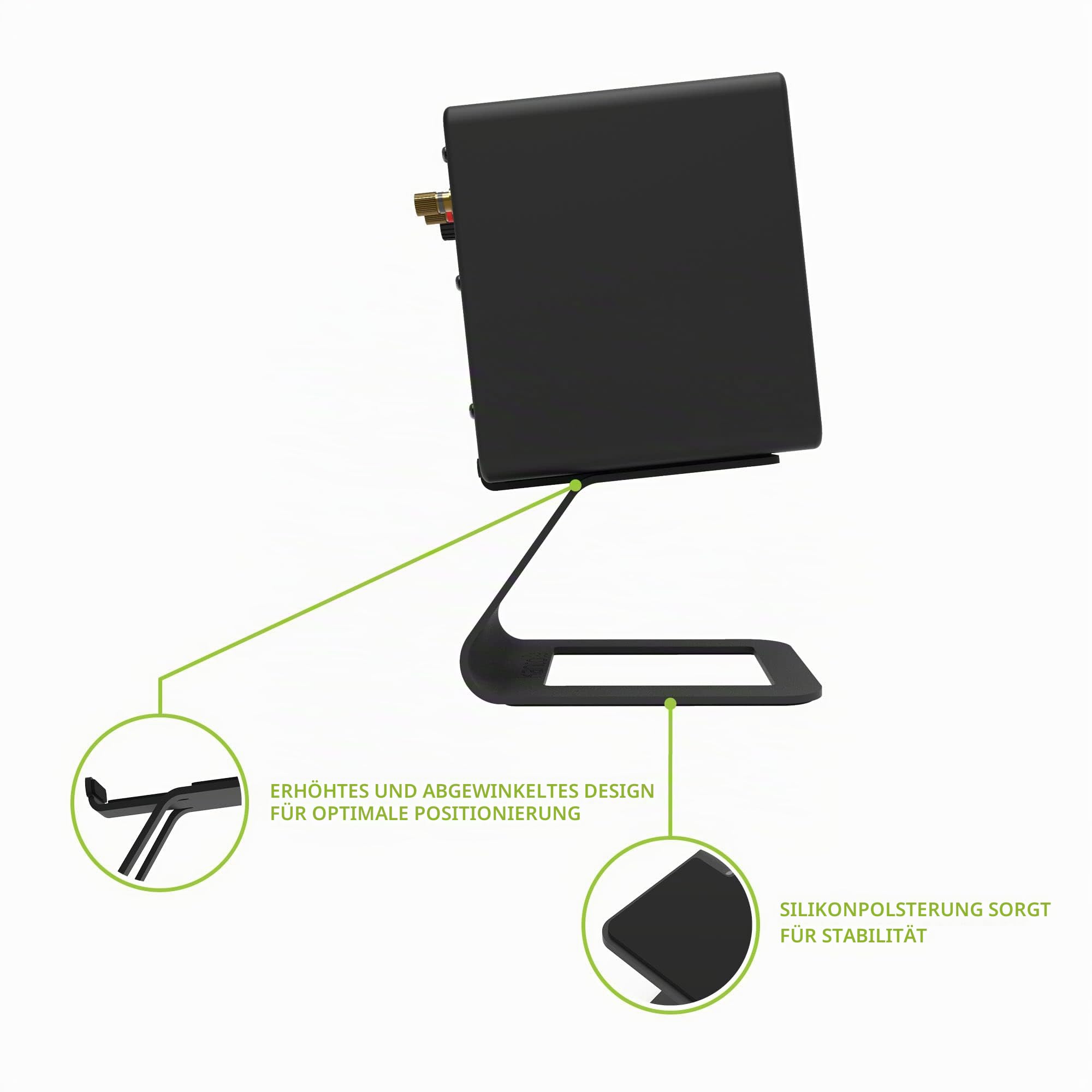 Kanto SE2 Elevated Desktop Speaker Stands for Small Speakers & Compact 2”-3” Studio Monitors | 3.8” Tall | Supports 3.22 kg| Damping 1.5 mm Silicone Padding | Pair | Black