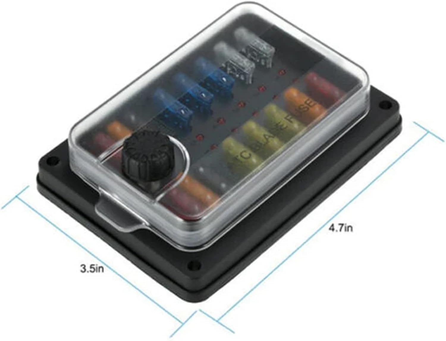 10 Way Car Blade Fuse Box Block Holder 12V-32V Car Boat Marine Fuse Box Holder with LED Indicator Light 5A 10A 15A 20A