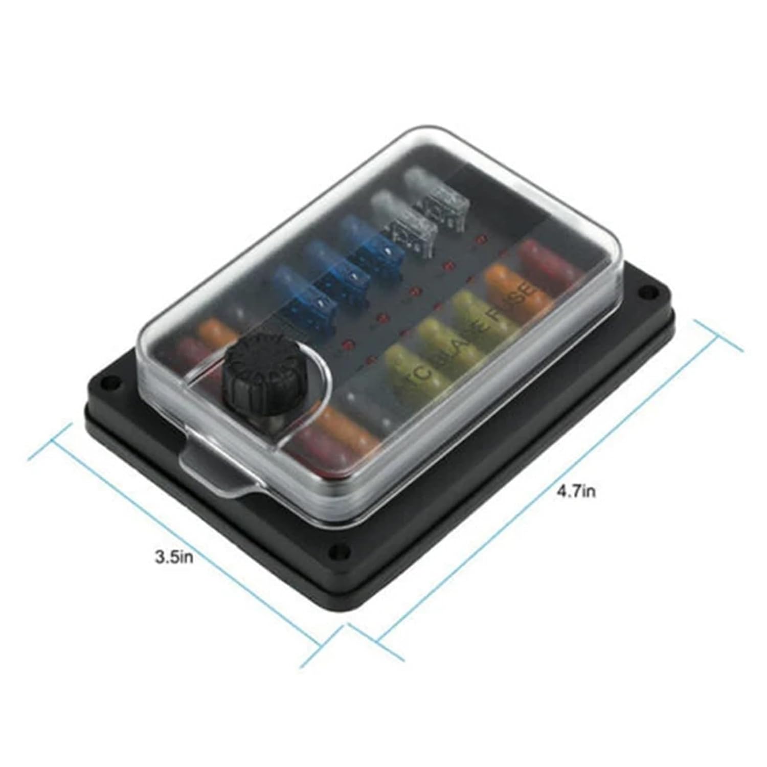 10 Way Car Blade Fuse Box Block Holder 12V-32V Car Boat Marine Fuse Box Holder with LED Indicator Light 5A 10A 15A 20A