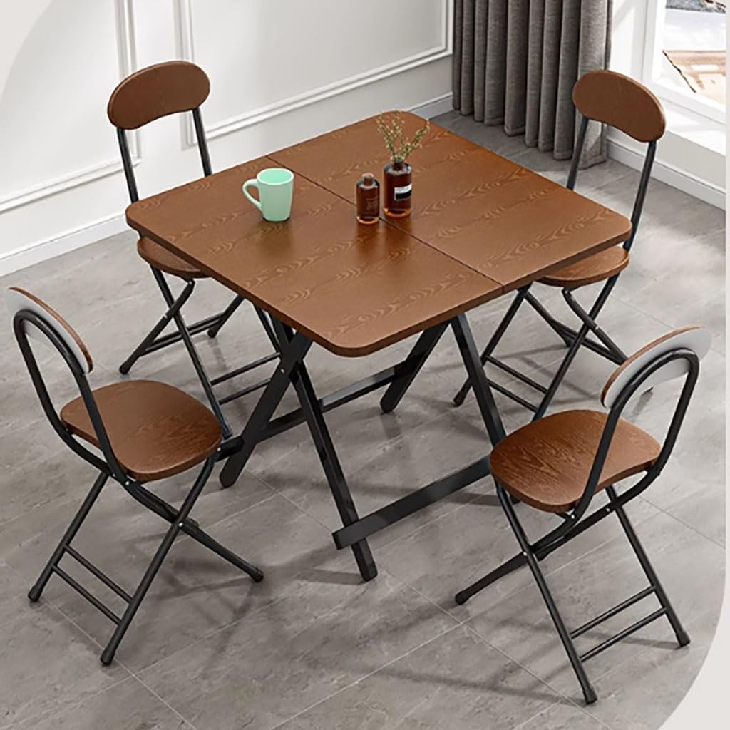 Folding Bar Stool with Back Support & Footrest,Counter Height Folding Chairs with Padded Seat,Portable Folding Stool,Foldable Stool for Adults,Wood Color