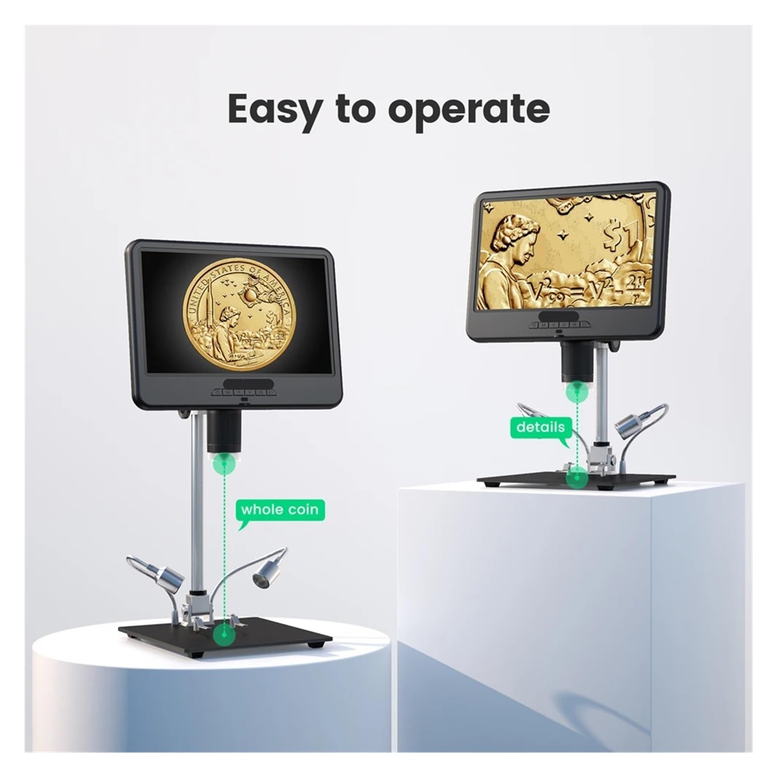 AD210 10.1inch 12 Million Pixels IPS Digital Microscope 260X Magnification Microscope with LED Light for Soldering