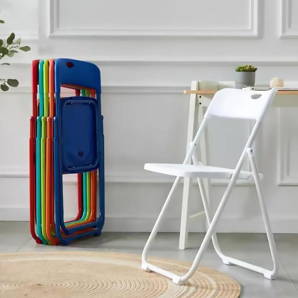 Portable Folding Chair,Plastic Folding Chairs,Ergonomic Curved Backrest,Household Dining Chairs,Indoor and Outdoor Conference Chairs,Party Chairs,White, Normal