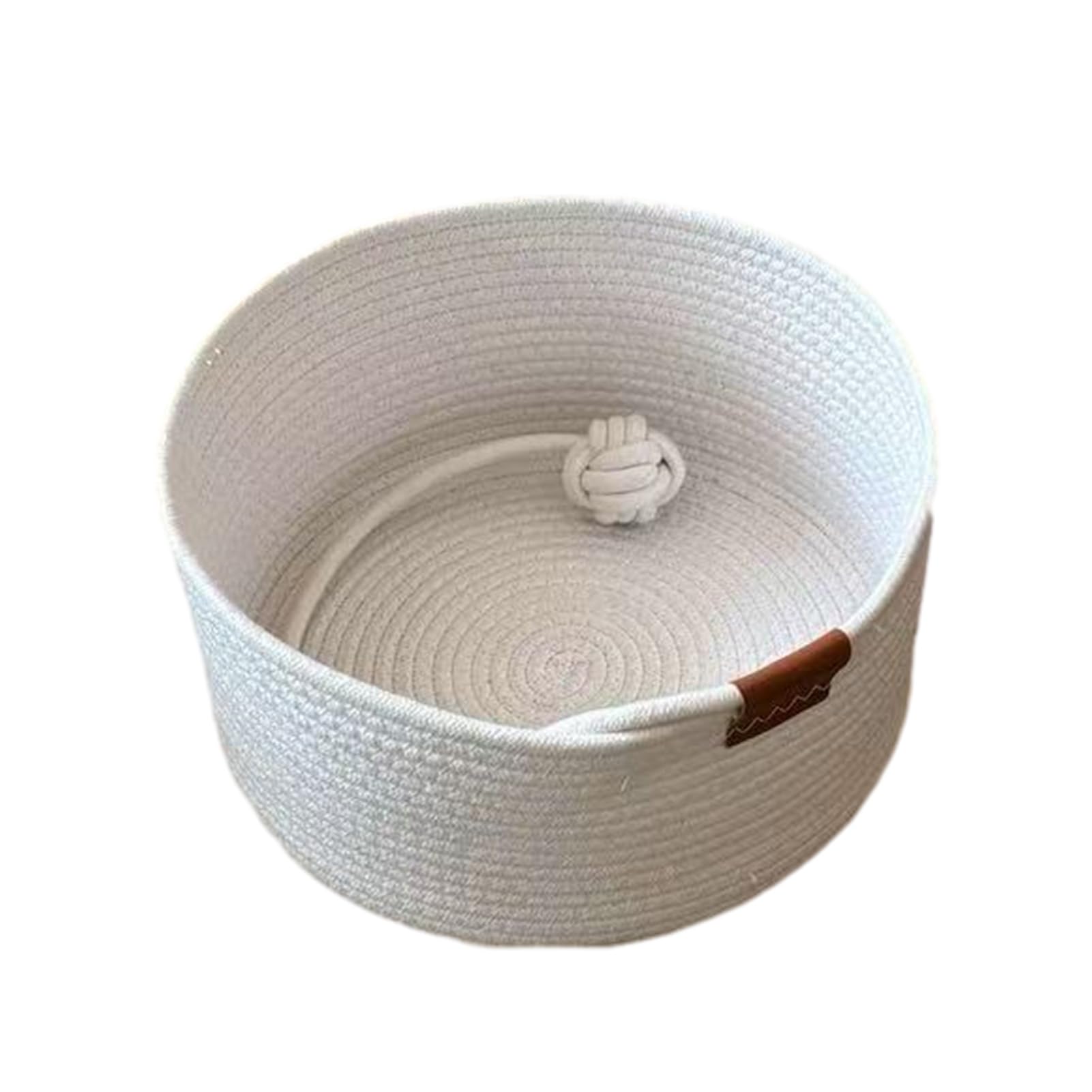 Panier rond pour chat en corde tissée avec fleur et balle de jeu