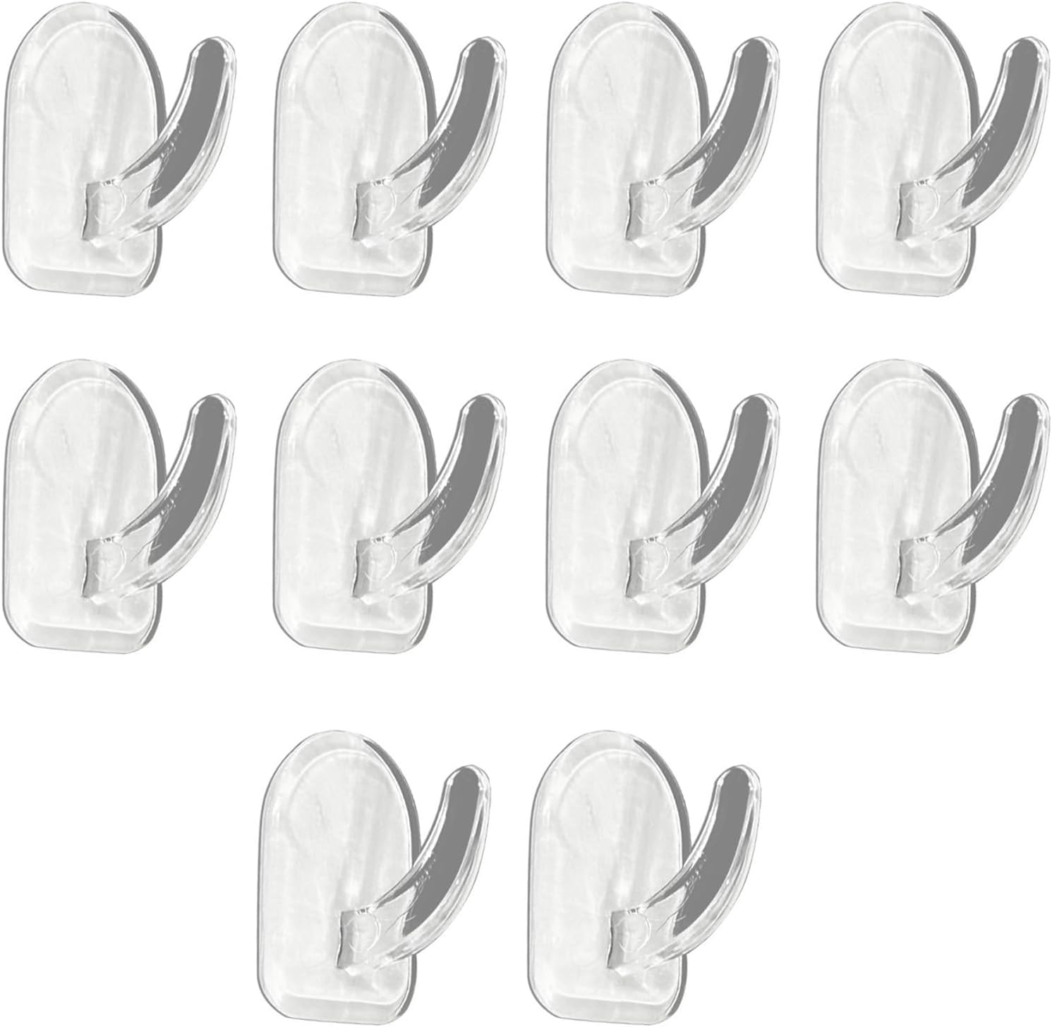 10Pcs Self Adhesive Clear Plastic Hooks, Acrylic No-Trace Adhesive for Bathrooms, Kitchens, Doors and Walls