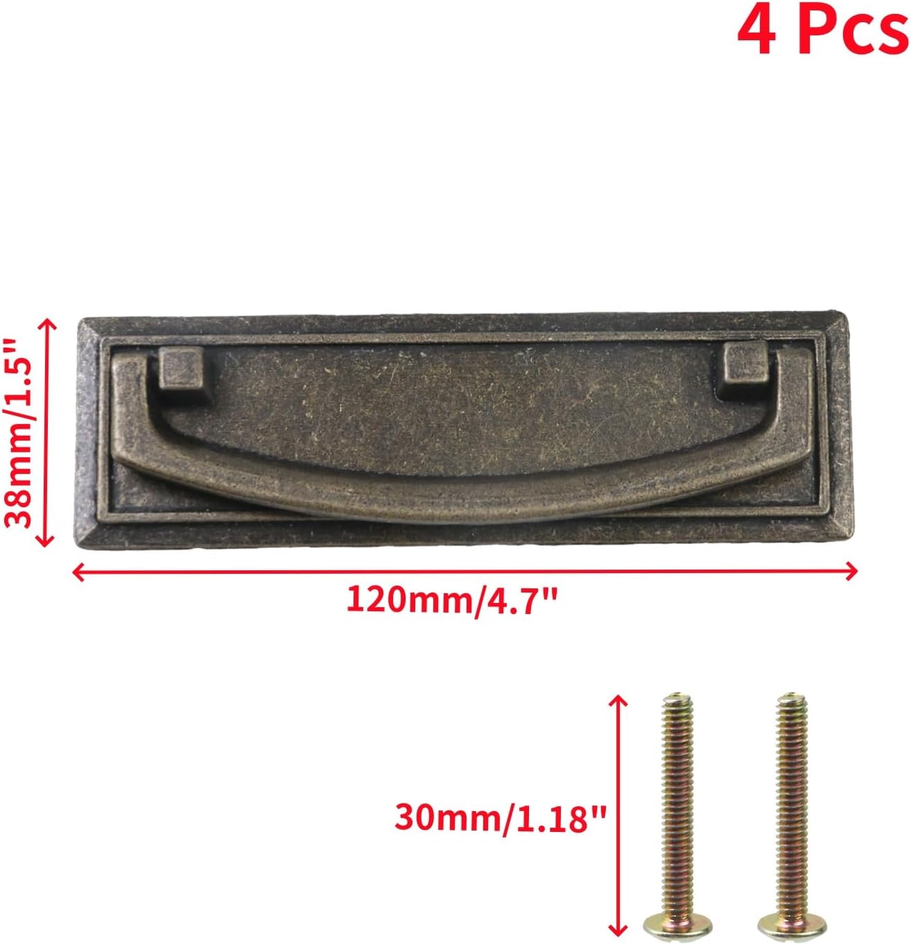 Oedema 4 Pcs Drawer Ring Knobs Pull Handles Antique Bronze Dresser Cabinet Hardware 76mm/2.99 Inch Hole Center for Furniture Cabinet Cupboard