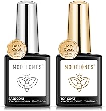 Modelones Gel Nail Polish Top and Base Set, 2x15ml No Wipe Gel Top Coat and Base Coat Gel Polish Kit, No Wipe LED Soak Off Nail Art Manicure Starter Kit Gloss Shiny Long Lasting for 28 Days