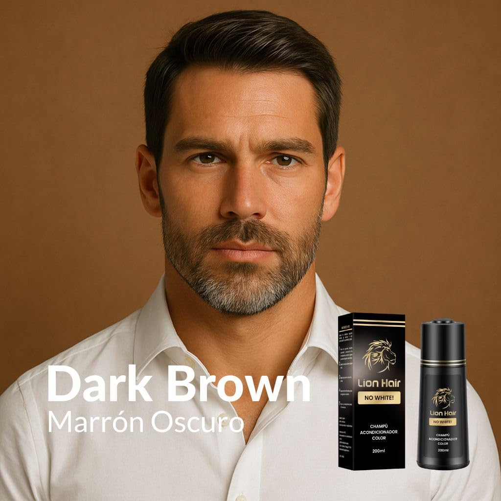 Champu No White Anticanas para la barba. Adiós a las canas en solo 10 minutos de lavado, en una sola aplicación y de manera permanente. Ingredientes naturales. (Marrón Oscuro (Dark Brown))