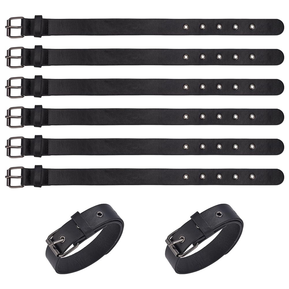 FINGERINSPIRE 8 Pcs Traditional Kilt Extender Straps Leather Cuff Belt Buckles 2.5x40.7cm Black PU Leather Adjustable Belt with Metal Square Buckle Women's Belt for Coat Jacket Dress Bags DIY Craft