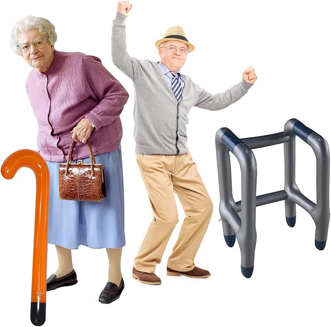 Inflatable Zimmer Frame Blow Up Walking Stick for Adults Birthday