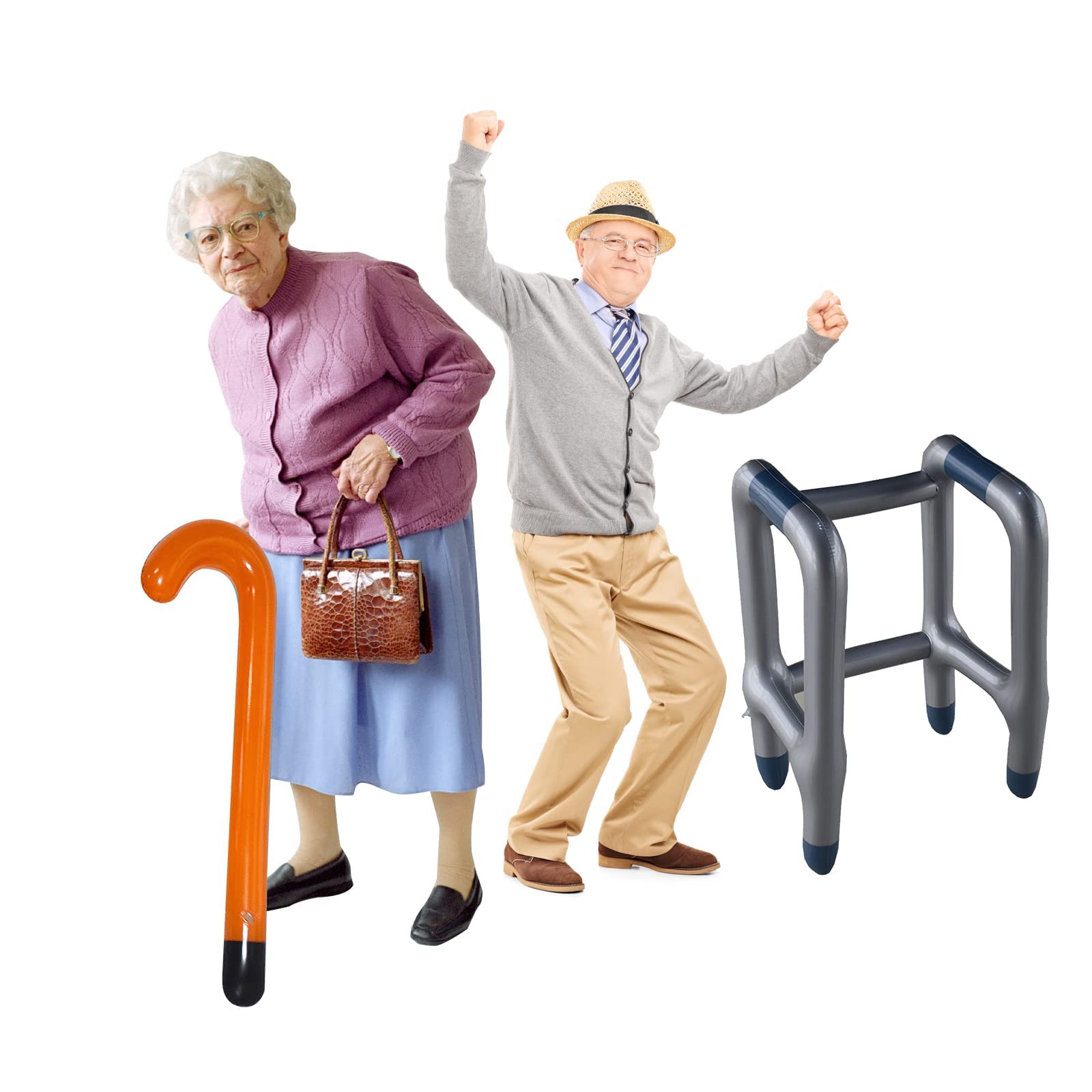 Jc.upin Men's Multicolor Inflatable Zimmer Frame Blow Up Walking Stick For Adults Birthday Retiret Novelty Prank Decorations Joke Gifts Wo Grandad Dress Party Accessory Photo Booth (Cqzxqgz-Jj2 Xluk)