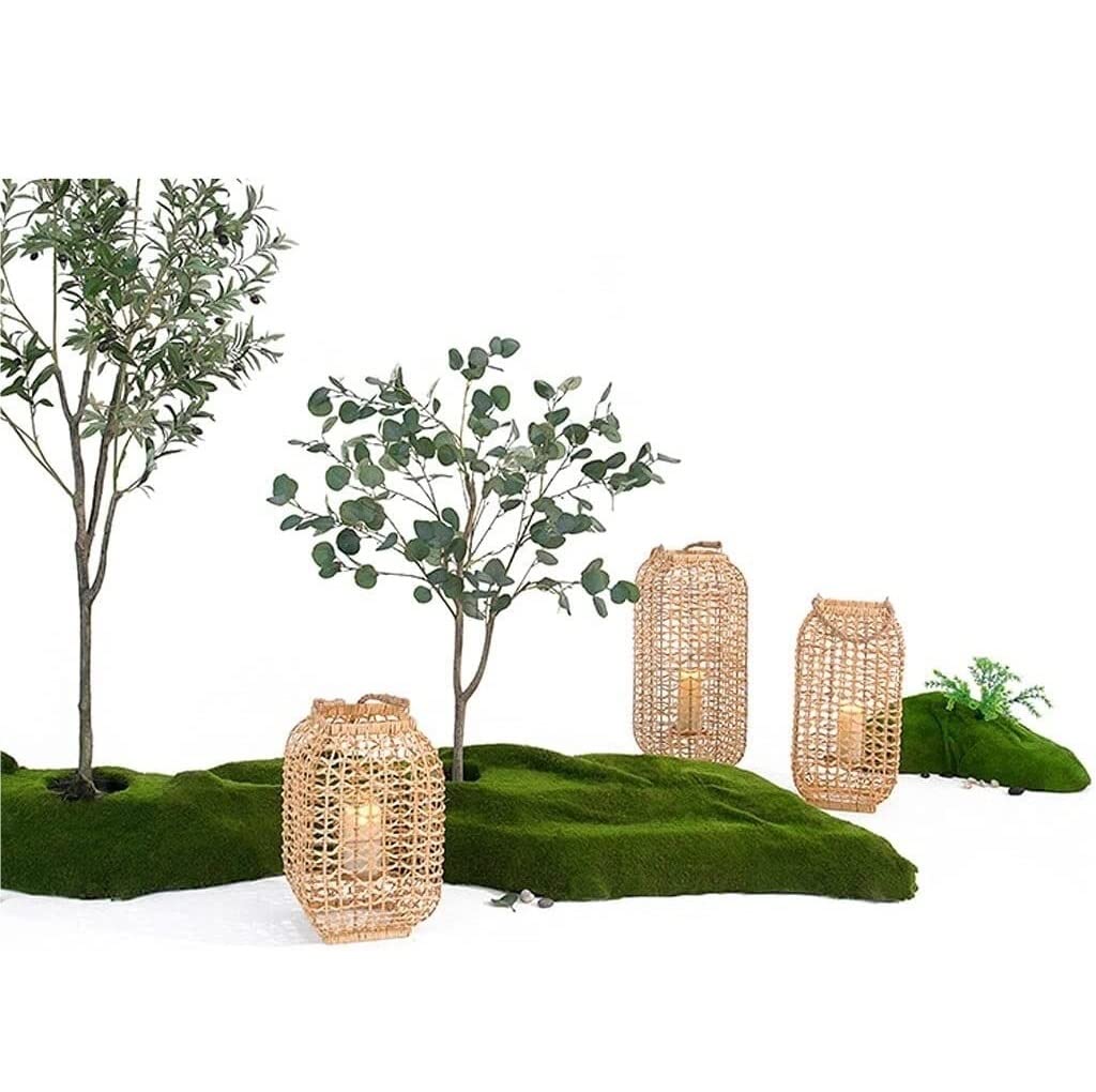Kerzenhalter für Adventskranz, Rattan-Kerzenhalter, Retro, Distressed, Dekorative Ornamente, Gewebter Innenhof, Bodenkerzenhalter, Ornamente, Kerzenständer Heim-Party-Dekoration(9.84 * 24.02inches)