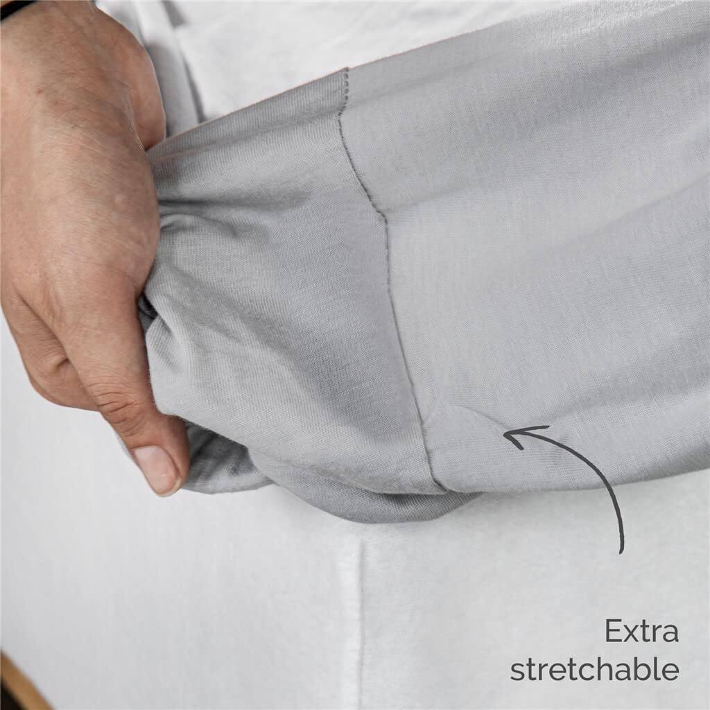 Walra Jersey Fitted Sheet, 90 x 200 cm, 100% Cotton, for the Mattress Soft Feel, Wrinkle Resistant, Light Grey - Image 4