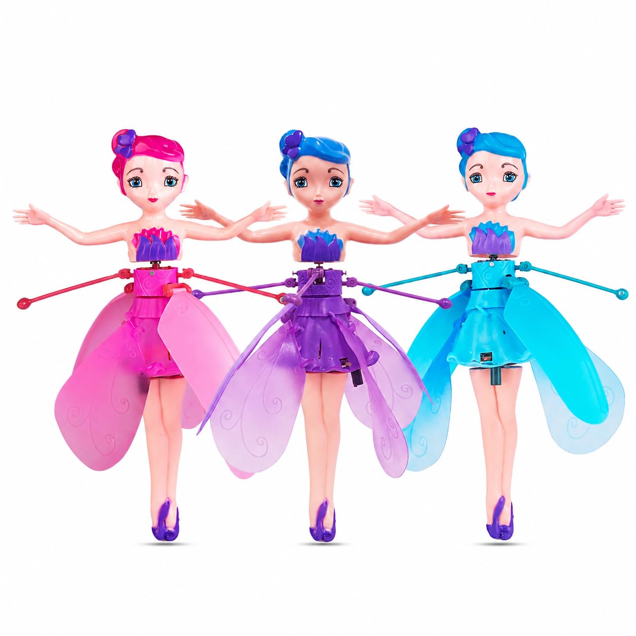 vbi Sky Dancers Flying Fairy Doll for Girls | USB Rechargeable Fairy Doll with LED Light | Hand Sensor Flying Princess Doll for Kids | Dolls for Girls and Boys | Flying Toy for Kids | Pack of 1-image-6