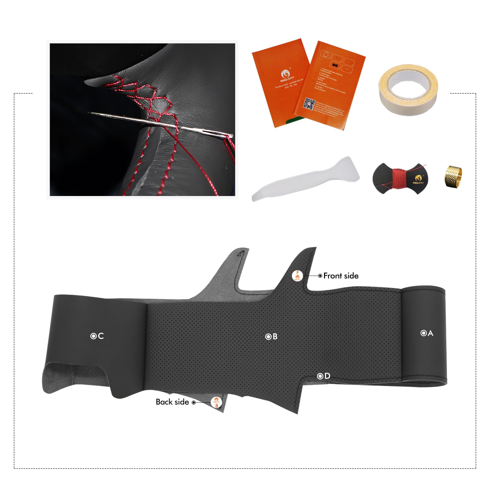 MEWANT Fundas para Volante de Coche Cosida a Mano para Toyota Yaris IV (XP210) 2020-2024 / Yaris Cross 2021-2024 / Aygo X 2022-2024 | Volante de Coche Cosida a Mano / Toyota Yaris IV (XP210) 2020-2024 / Yaris Cross 2021-2024 / Aygo X 2022-2024 Transpirabl