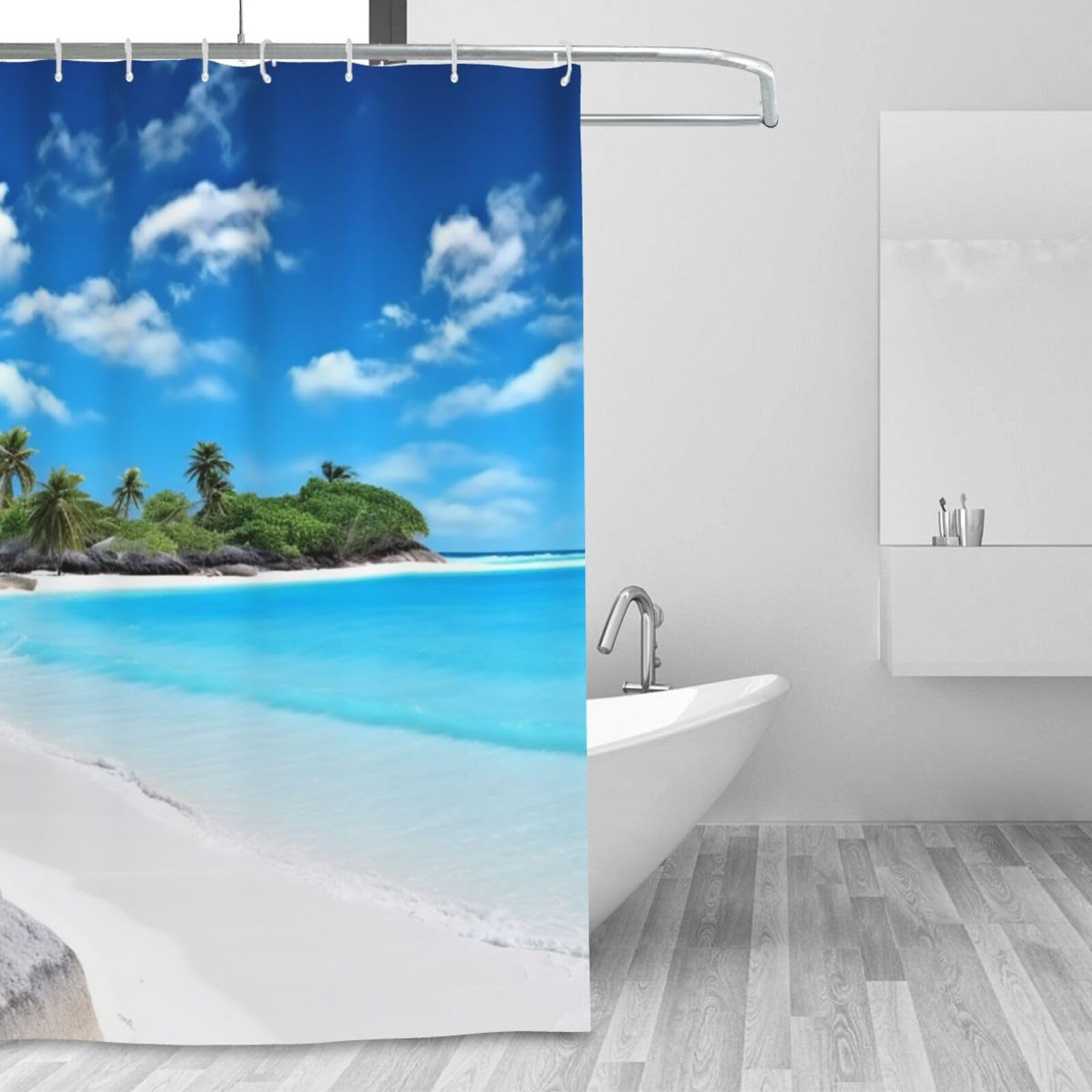 Rideau de douche en tissu de qualité supérieure coloris blanc