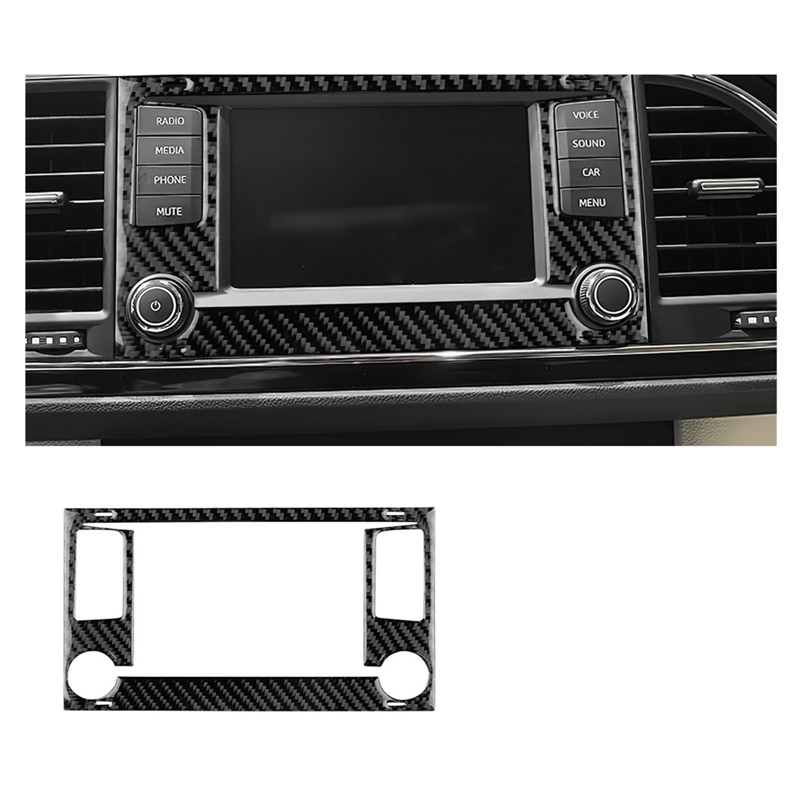 Car Trim Accessories for Seat for Leon 2013 2014 2015 LHD RHD Car Central Control Screen Trim Real Soft Carbon Fiber Sticker(for Screen Black)