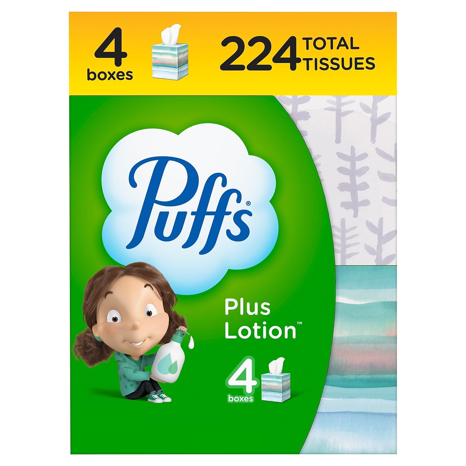 Plus Lotion Facial Tissue, 2-ply, 56 Tissues/Box, 4 Boxes/Pack (34899)