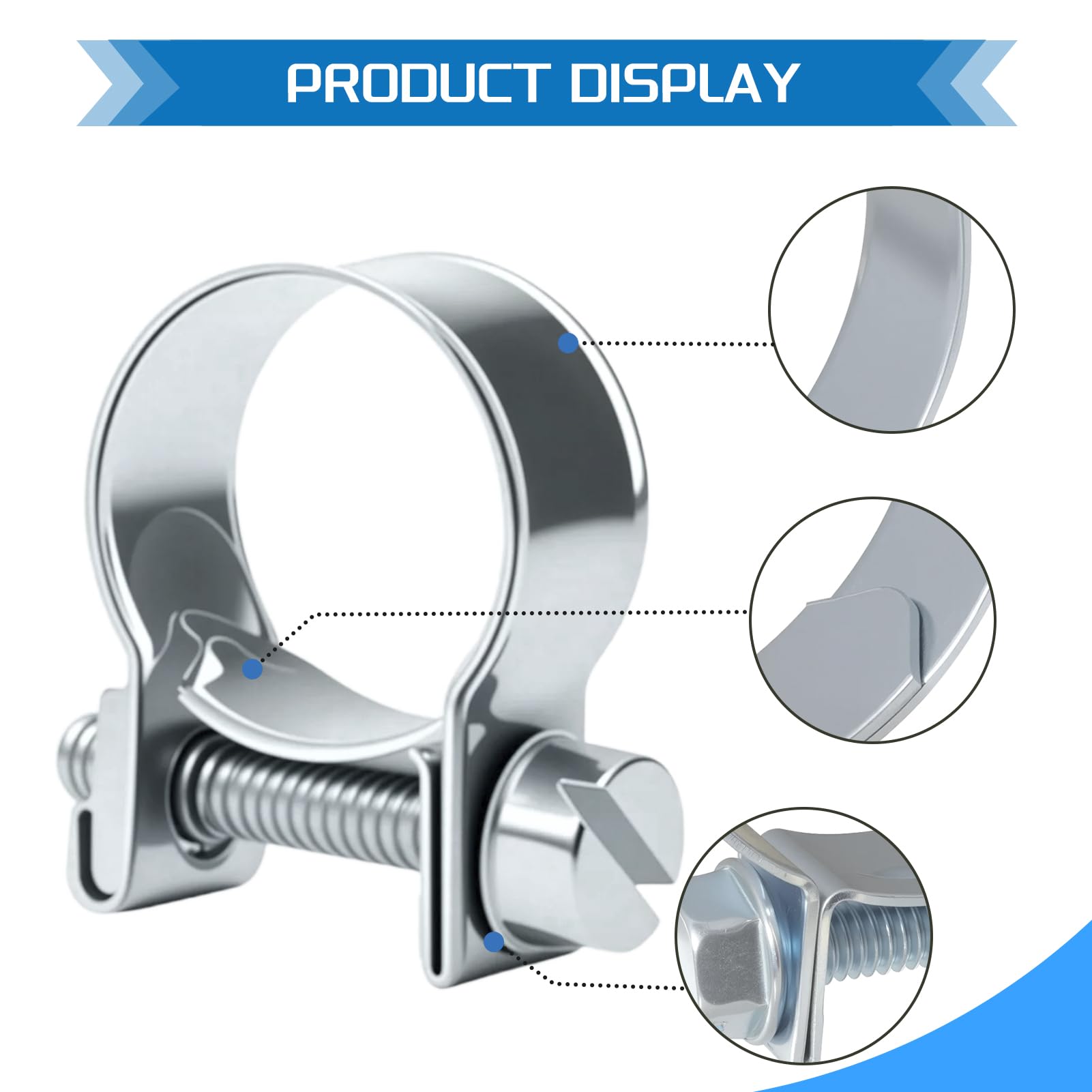 JTAREA 26-28MM Fuel Injection Hose Clamps 1"-1-1/10" Gas Line Clamps Pipe Clamp for Automotive Diesel Petrol Pipes in use
