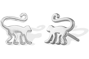 Captivating Sterling Silver Monkey Stud Earrings