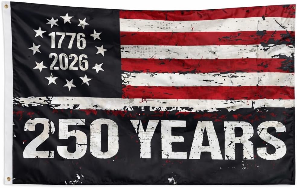 American Flag 4x6 FT,Weatherproof Heavy Duty Polyester Canvas Flags Ultra Durable Tear-Resistant, Deluxe Embroidered Stars & Sewn Stripes, Perfect for Outdoor Use with Brass Grommets