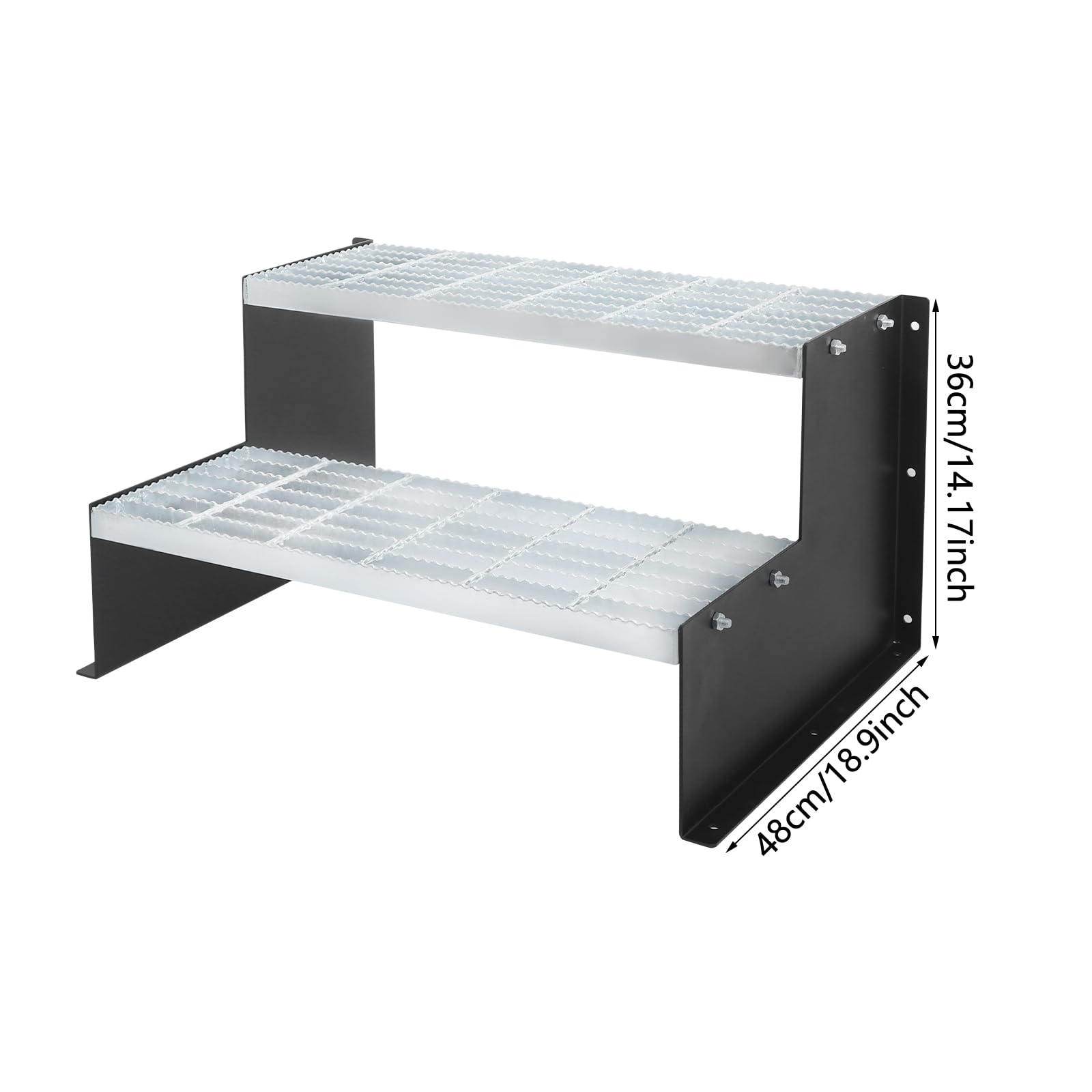 Escalera exterior de 2 peldaños, 200 kg de carga, L mejillas laterales estriadas para jacuzzi