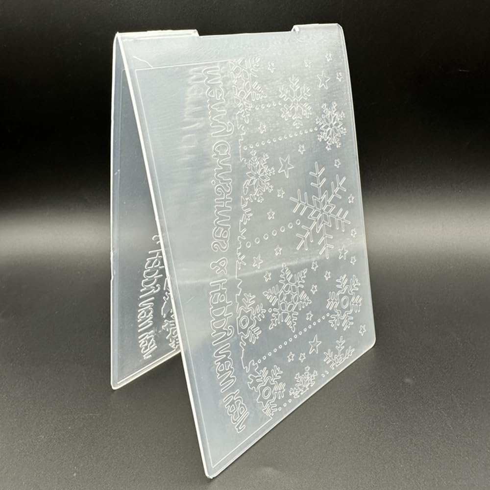 3D Plastic Embossing Folder Template Christmas Snowflakes&Text Texture A6 Size for Card Making DIY Scrapbooking Paper Crafting Handmade Crafts Scrapbooking Arts Supplies Scrapbook Decor