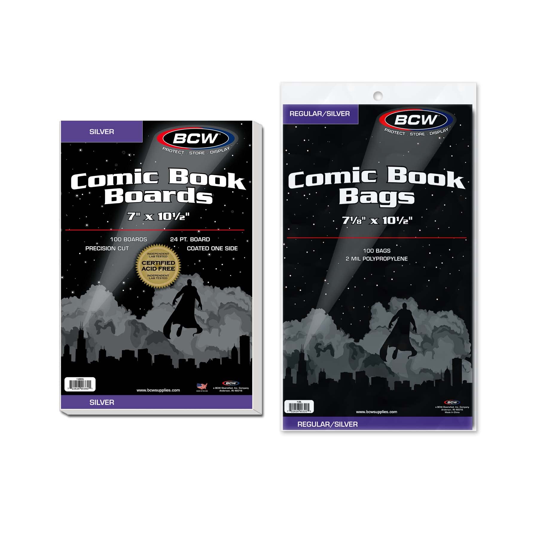 BCW Comic Book Bags and Boards | Silver Age Comic Book Bags & Backing Boards (100 ct) | Clear Comic Bags for Storage & Protection