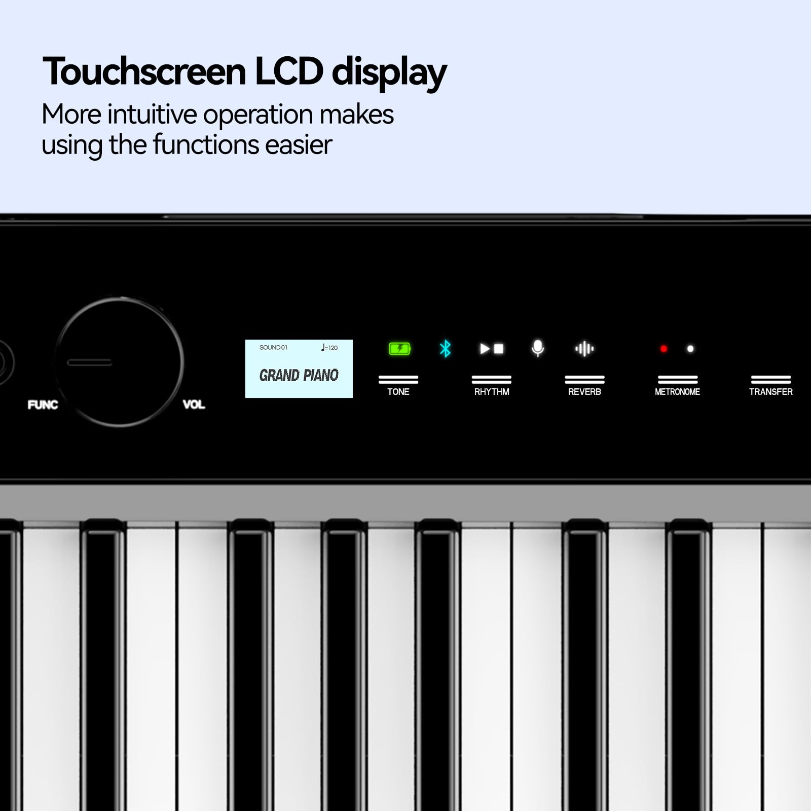 TERENCE V70 Klappbares Digitalpiano E-Piano mit 88 Tasten gewichtete Hammertastatur 4 Lautsprecher 20W+5W*2 kraftvoller Sound Piano Keyboard mit Bluetooth Kopfhöreranschluss inklusive Zubehör,Schwarz
