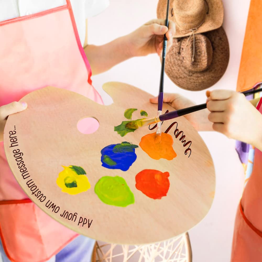 Personalized Wooden Paint Palette Art Pallet for Painting Artist Wood Palettes for Acrylic Oil or Watercolor Painting Custom Message and Name Pallet Birthday Gifts for Artists Painter