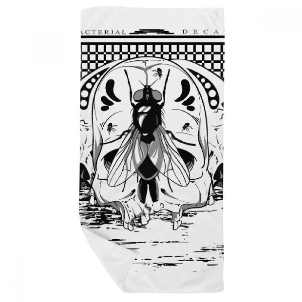 Serviette de bain motif squelette mouche essuie mains multicolore doux