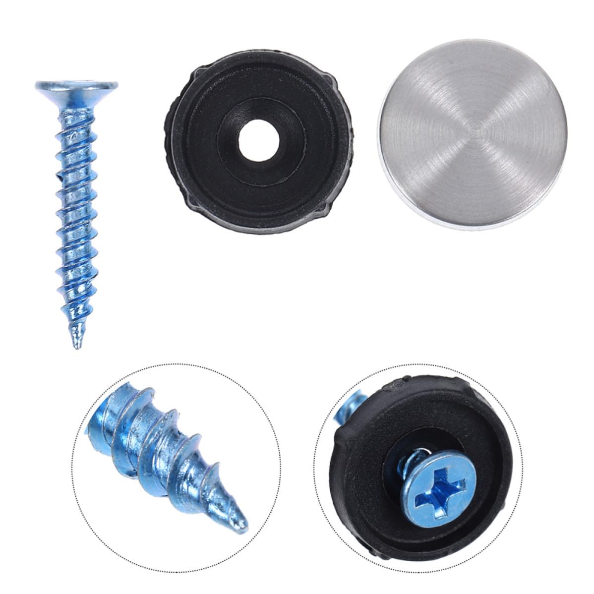 STOBAZA 5 Juegos Clavos de Espejo de Acero Inoxidable para Paneles | Tapa Decorativa Plata, Instalación Sencilla, Uso Versátil, Acero Inoxidable y Plástico, para Fijación Segura