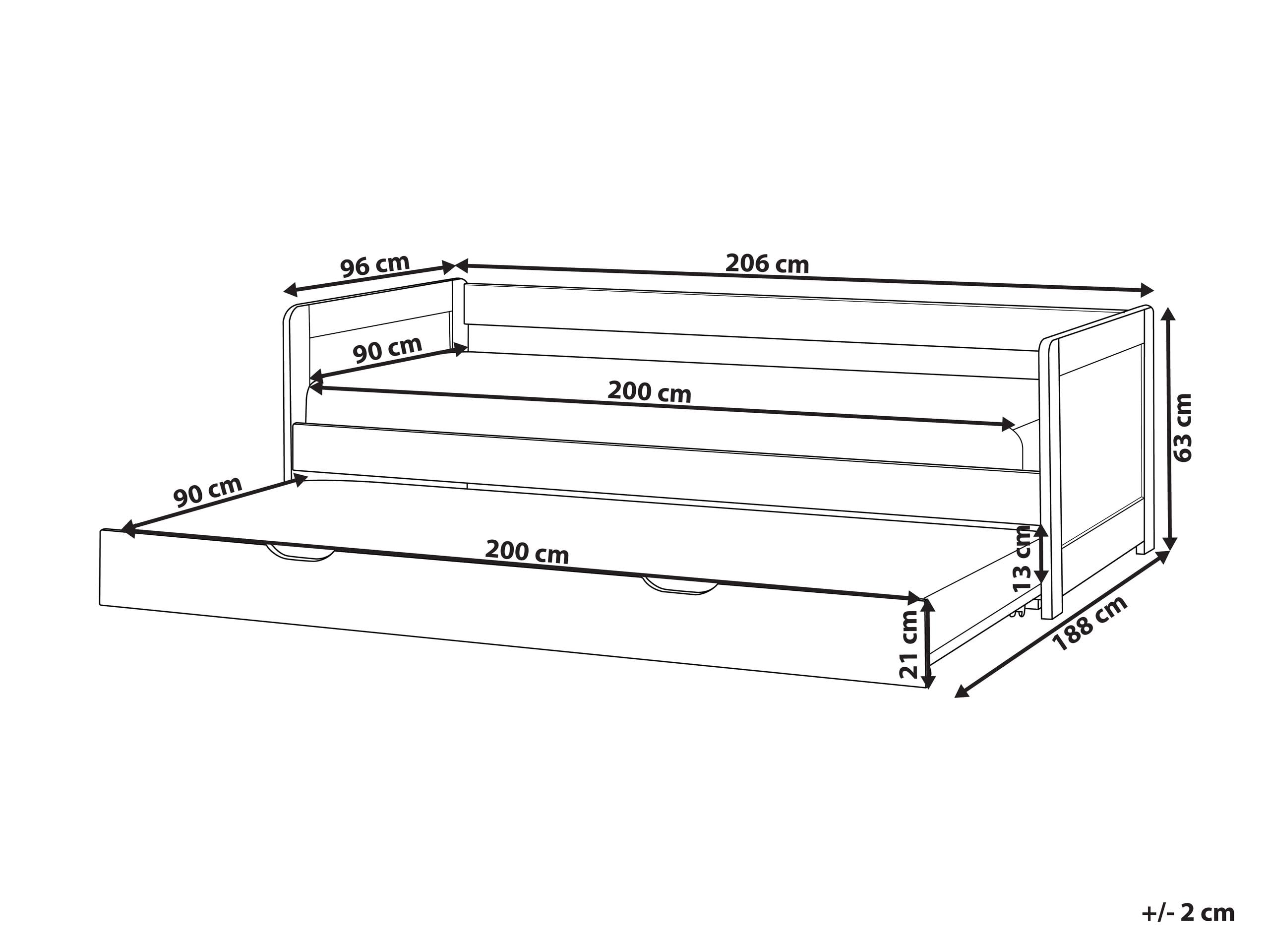 Cama nido infantil deslizante de madera de pino rosa 90 x 200 cm Gravelines