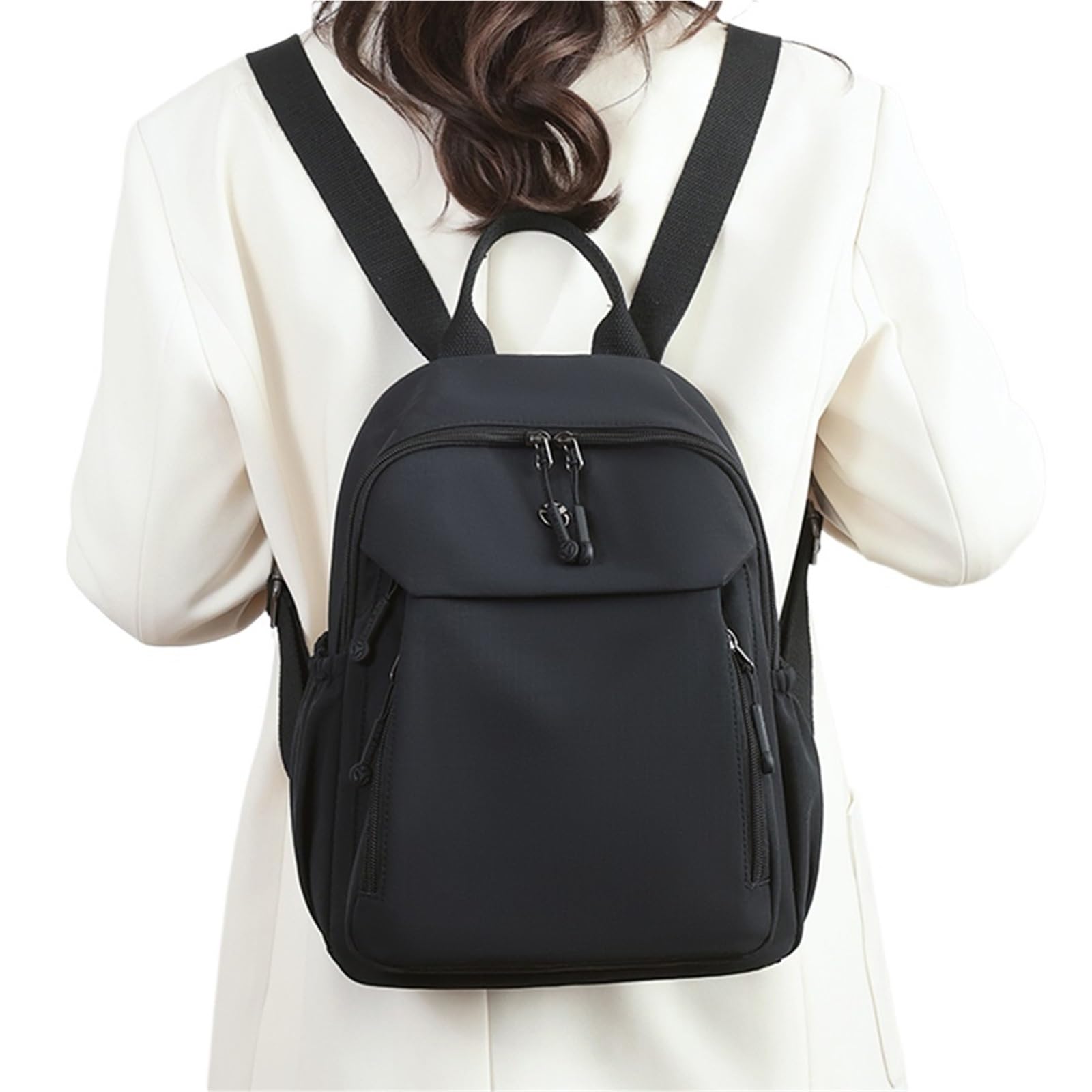 Zaino Scuola Superiore Zaino da donna in nylon, tinta unita, impermeabile, viaggio, casual, for la scuola, for ragazze, a tracolla