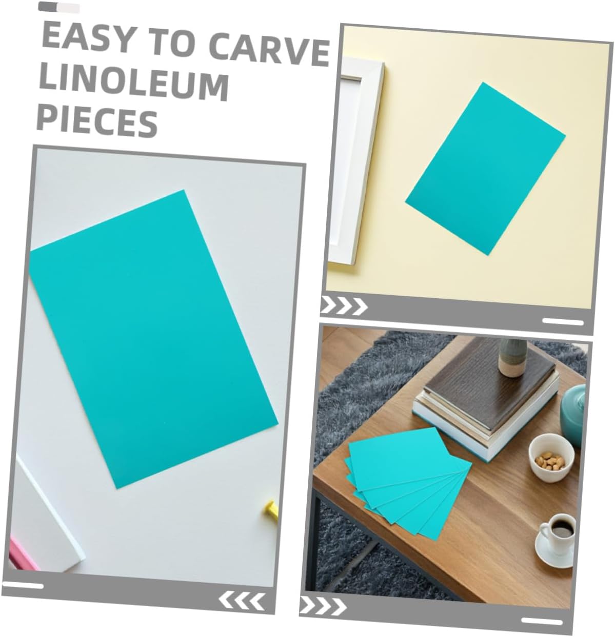 ROMISBABA 6pcs PVC Printmaking Board Soft Linocut Carving Material with Precision Surface for DIY Stamp Crafting Engraving Supply Blocks Easy to Cut and Clean for Artists and Printmakers