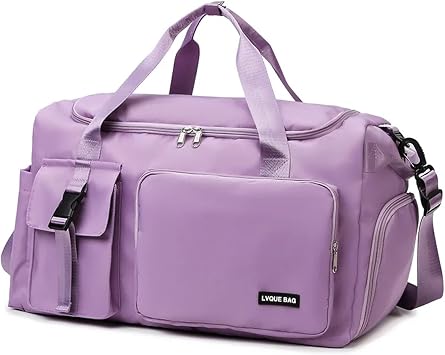 PURYN Sports Gym Bag Travel Dry Wet Handbags For Women Female Swimming Shoulder Crossbody Fitness Outdoor Travel Bag Weekender DuffelPurple
