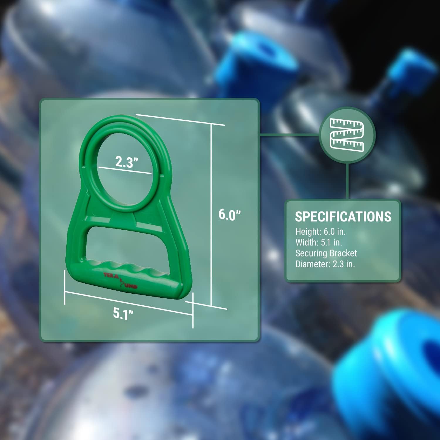 3PK | TERA PUMP - Water Handle Carrier with Ergonomic Advanced Design to Easily and Comfortably Lift Or Carry 2-6 Gallons Liquid Bottles or Containers (This Item Does not Include The Glass)