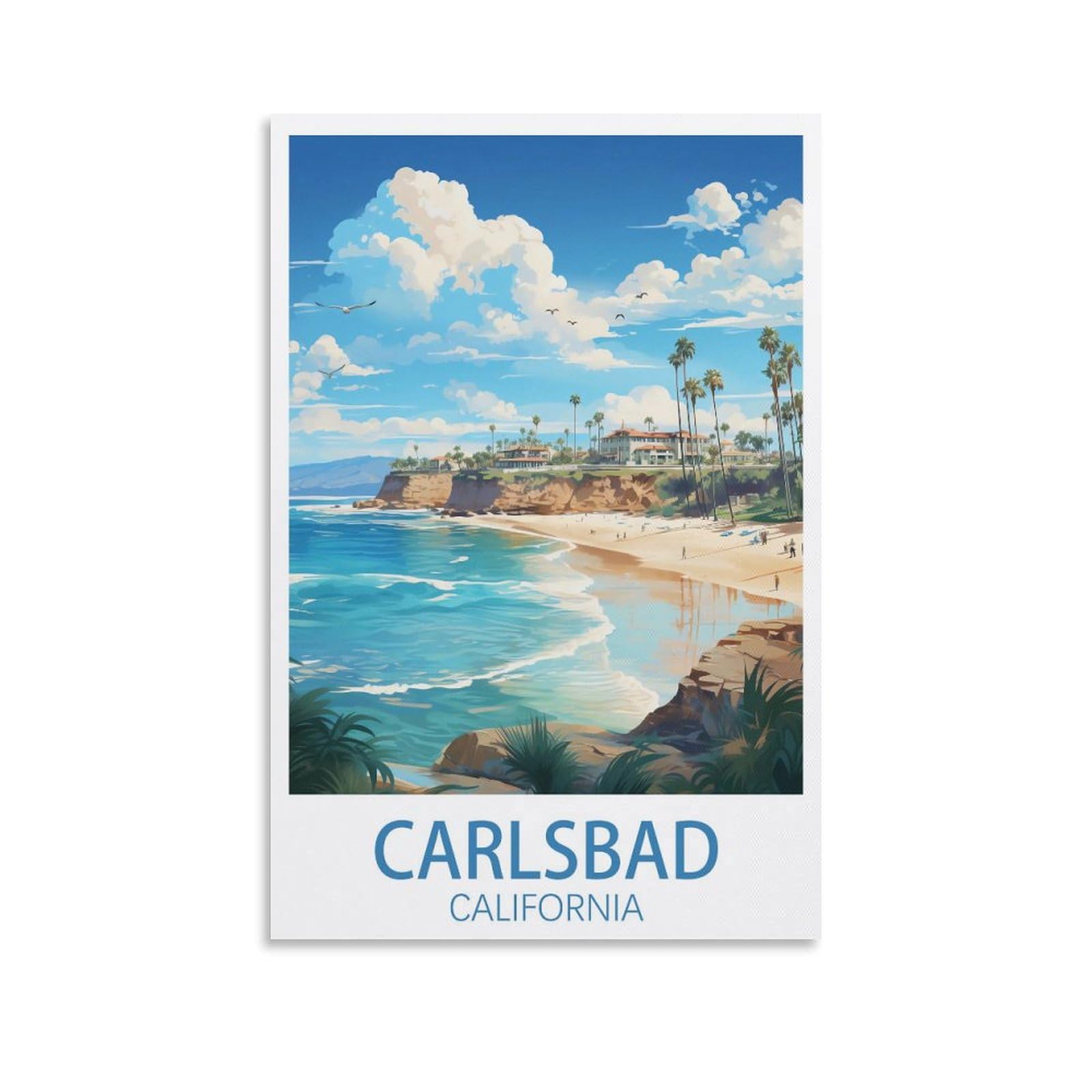 EZMLFA 5D Diamond Painting Kits for Adults,Carlsbad Beach California Diamond Art Kits for Beginners,Full Drill Diamonds Gem Art for Home Wall Decor Gift 40x40cm