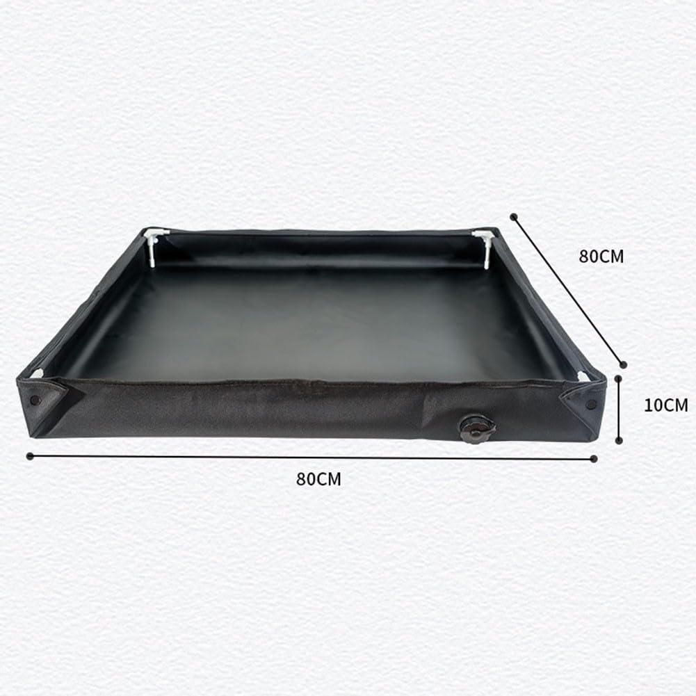 Base doccia pieghevole, piatto doccia portatile, base doccia pieghevole da campeggio, piatto doccia portatile con tubo di scarico, 80 x 80 x 10 cm, tessuto Oxford + PVC (nero)