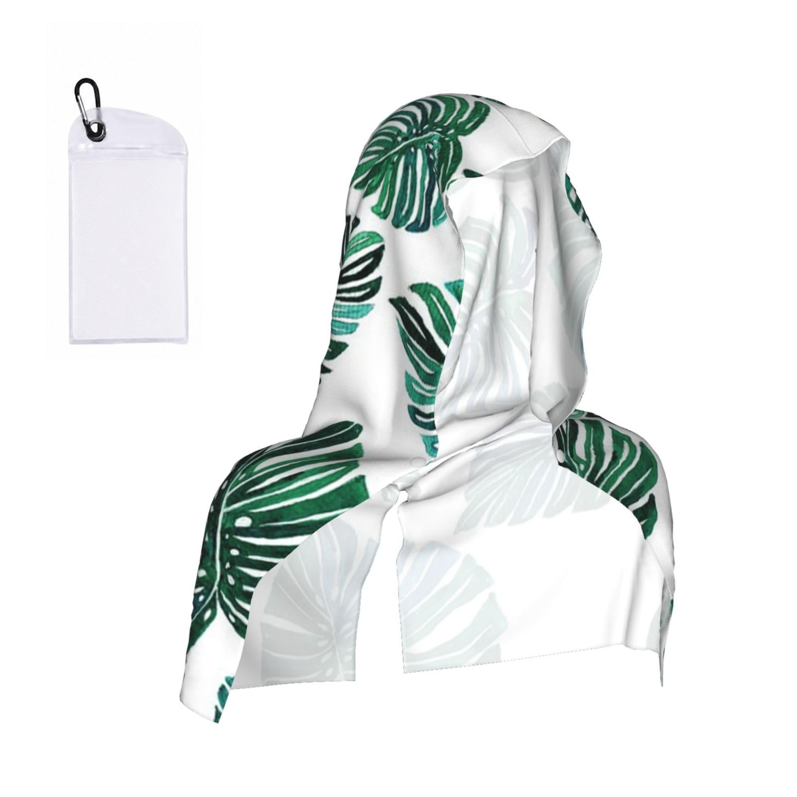EZDLOWVBA Banana Leaves Print 2 Pack Cooling Hoodie Towels,Sports Headscarf, Neck Wrap Scarf,Breathable Cooling Towel For Neck And Face, Travel, Swimming, Training