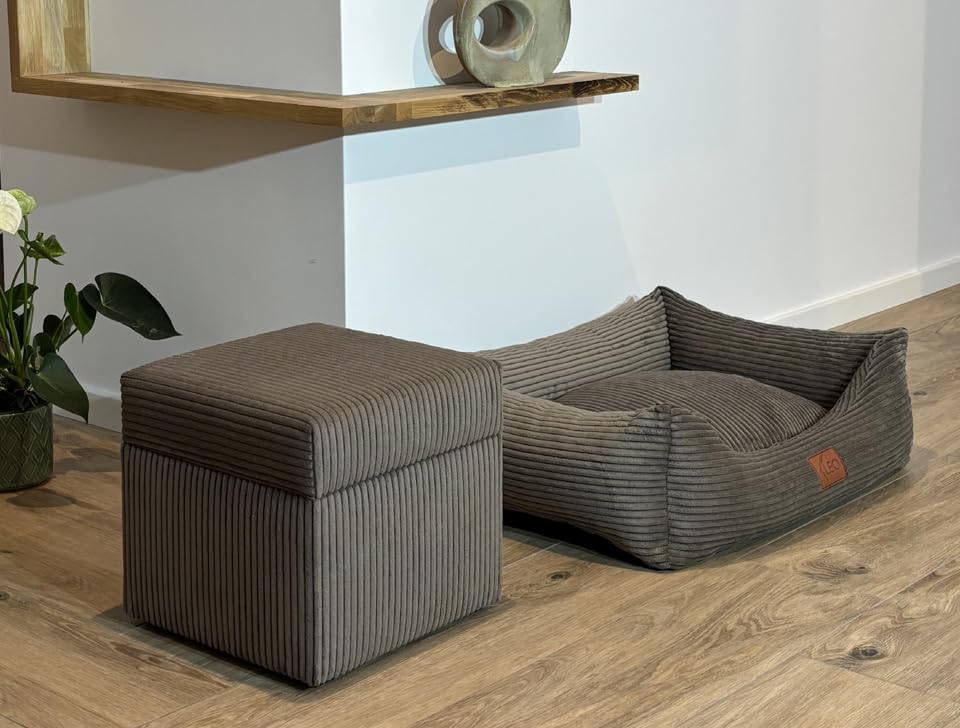 Leo4dog Hundebett Cord Waschbar Bezug Für kleine mittelgroße und große Hunde Hundekissen Hundesofa Hundekorb (Braun, L 100x80)