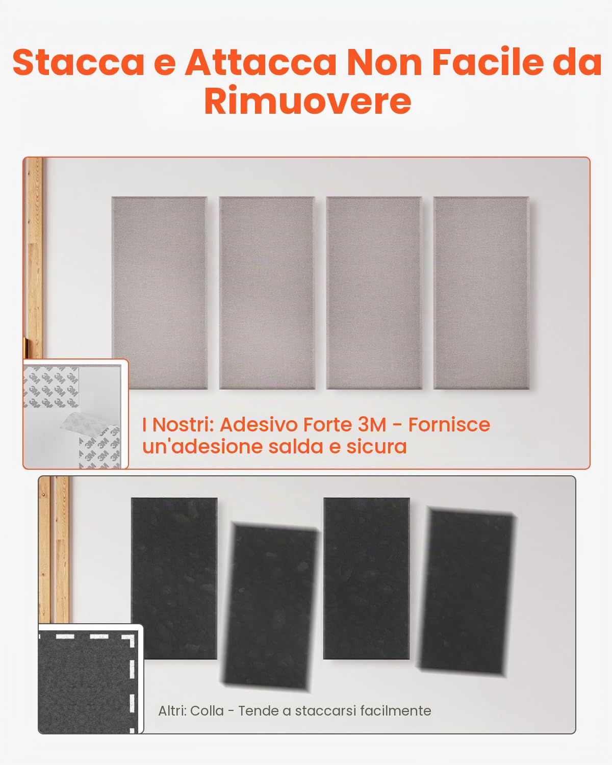 VEVOR Pannelli Acustici Murali Fonoassorbenti Autoadesivi, Pannelli Fonoassorbenti in Fibra di Vetro Bianca 4,36 kg, per Studi, Uffici, Sale Riunioni, 4 Pezzi 600 x 300 x 50 mm, Cammello