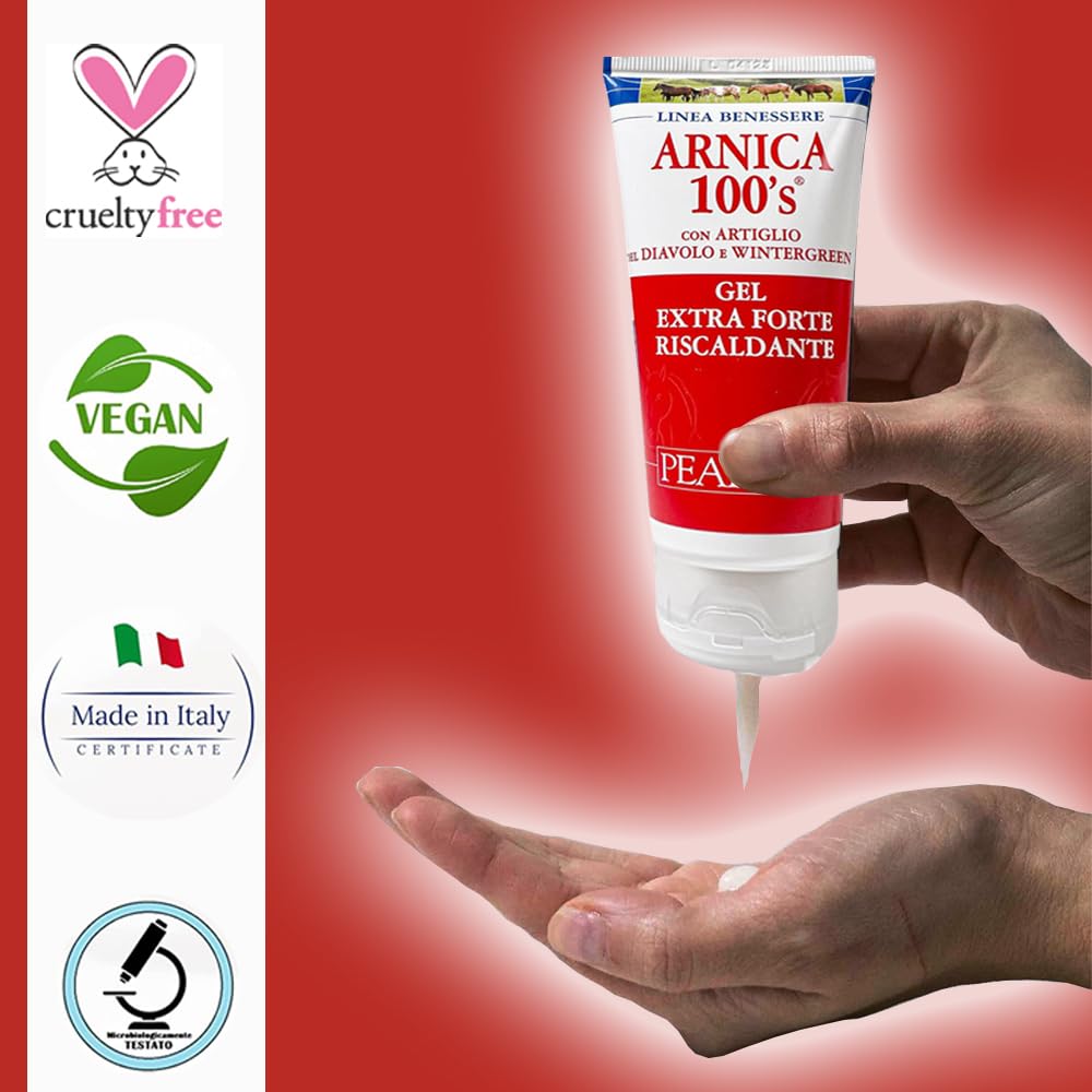 ARNICA 100'S® - Arnica para Caballos, Gel Extrafuerte Calentante Pearson [100ml]. Crema de Árnica Fuerte con Artejo del Diablo y Genciana. Pomada Descontracturante y Relajante (100 ML)